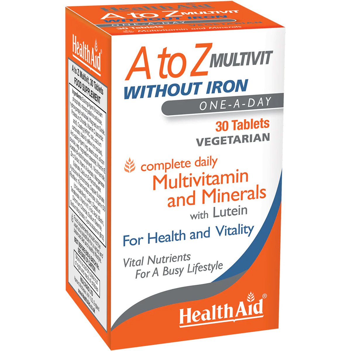 Health Aid Health Aid A to Z Iodine & Iron Free Συμπλήρωμα Διατροφής με Πολυβιταμίνες & Μέταλλα Χωρίς Σίδηρο & Ιώδιο για Ενέργεια, Τόνωση & Ισχυρό Ανοσοποιητικό 30tabs