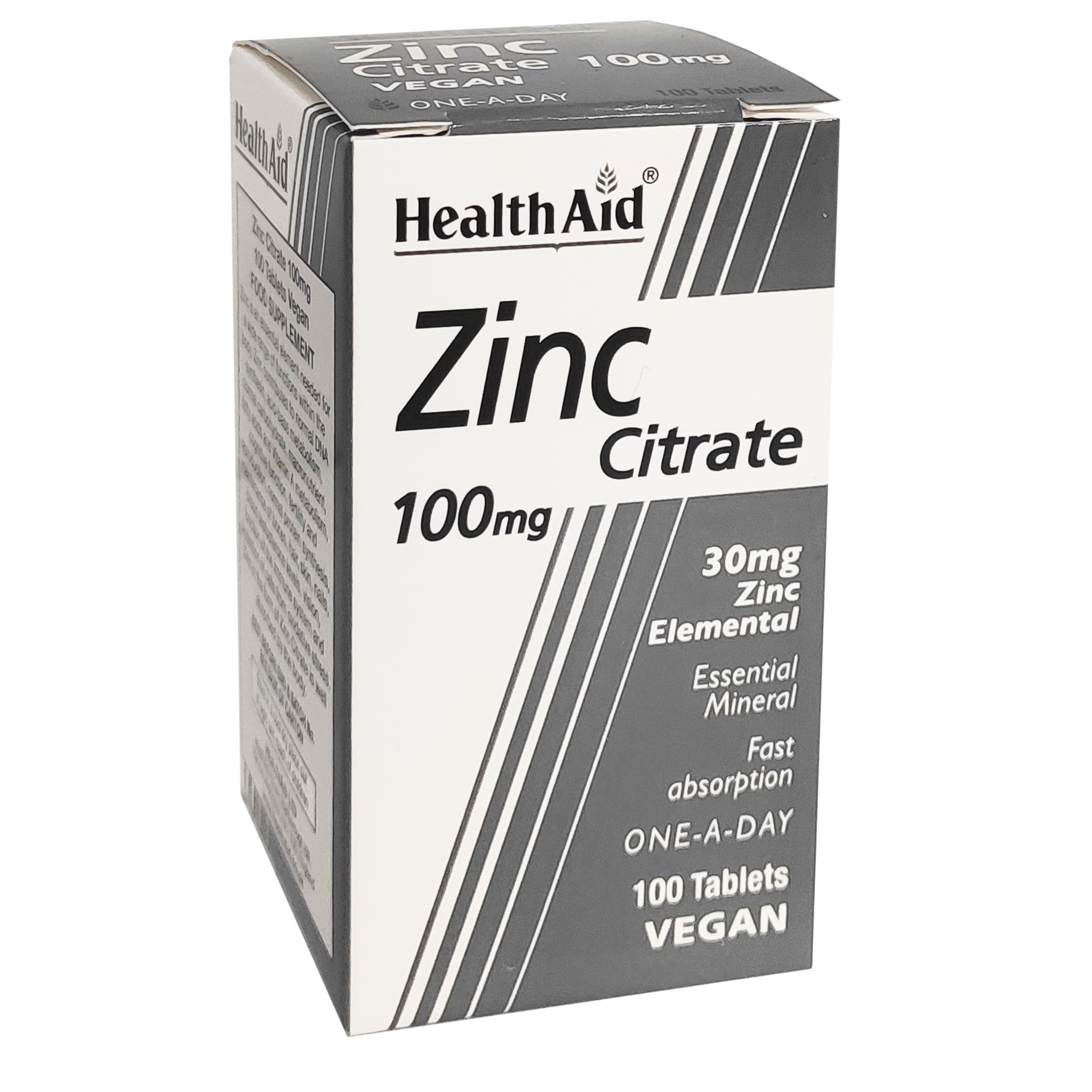 Health Aid Zinc Citrate 100mg Συμπλήρωμα Διατροφής με Ψευδάργυρο για τη Φυσιολογική Λειτουργία του Ανοσοποιητικού 100tabs