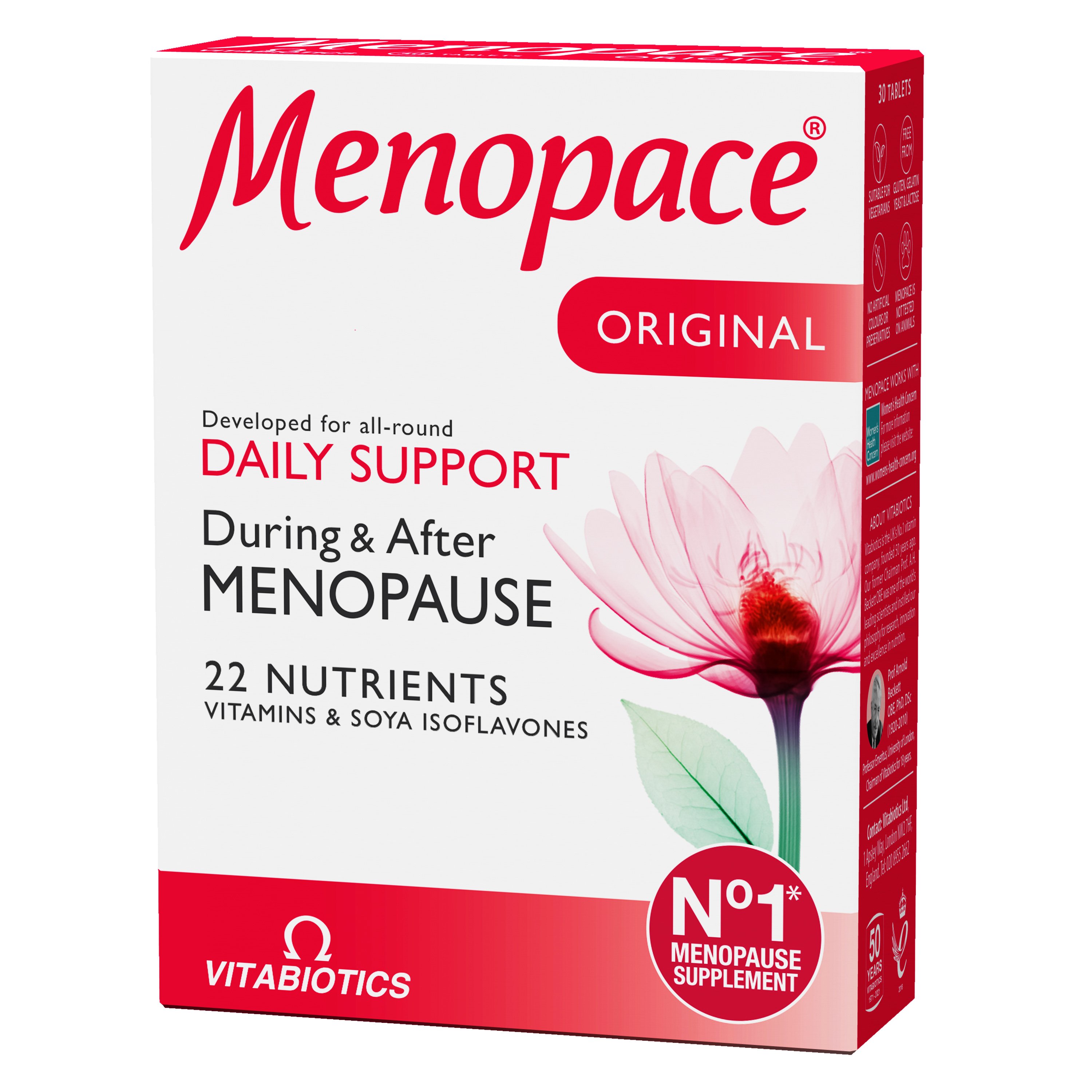 Vitabiotics Vitabiotics Menopace Original Food Supplement 30tabs,Συμπλήρωμα Διατροφής για την Μείωση των Συμπτωμάτων Πριν, Κατά την Διάρκεια & Μετά την Εμμηνόπαυση