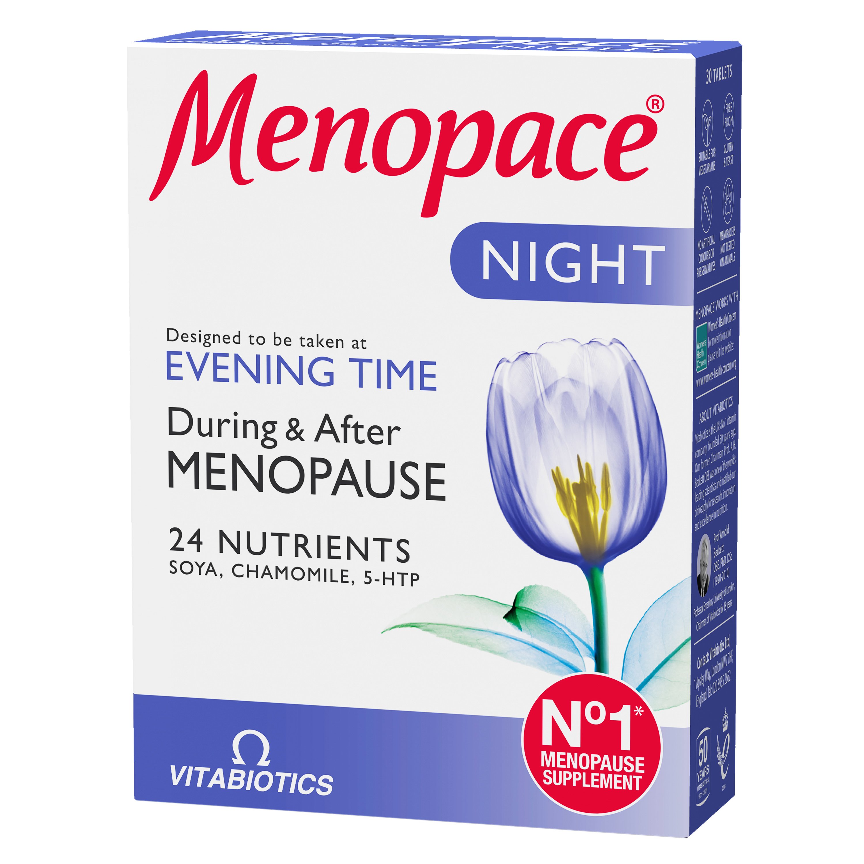 Vitabiotics Menopace Night Συμπλήρωμα Διατροφής Μοναδικός Συνδυασμός Συστατικών για την Εμμηνόπαυση 30tabs