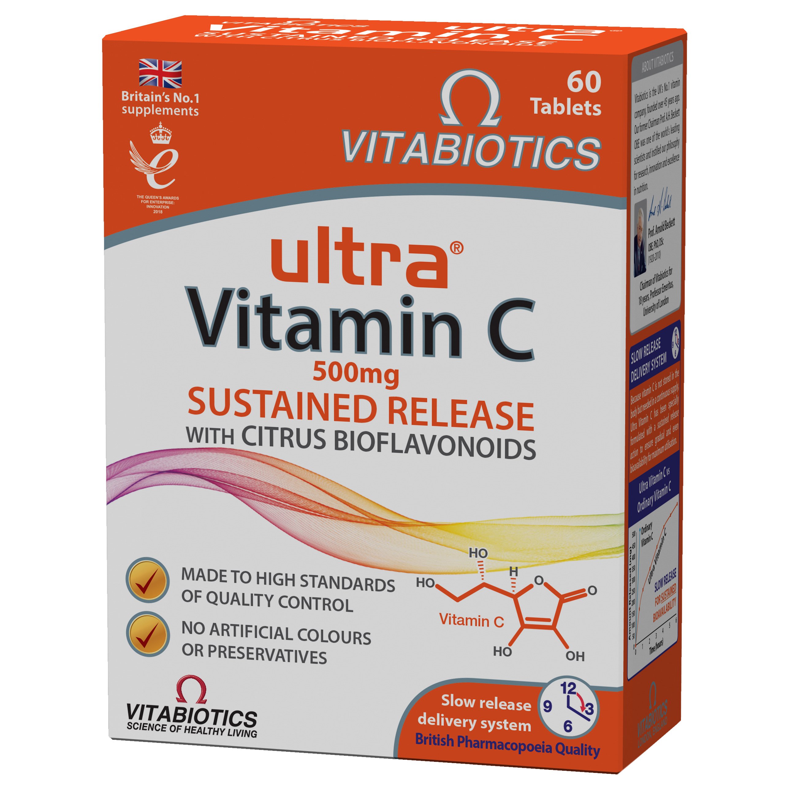 Vitabiotics Ultra Vitamin C 500mg Sustained Release Συμπλήρωμα Διατροφής με Βιταμίνη C για Τόνωση του Ανοσοποιητικού 60tabs