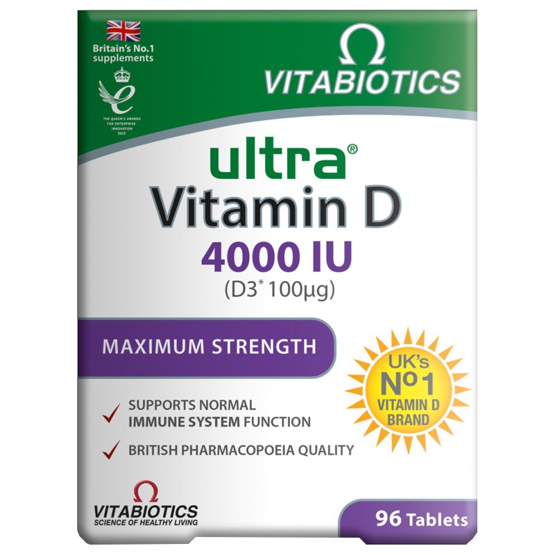 Vitabiotics Ultra Vitamin D 4000IU (D3 100μg) Συμπλήρωμα Διατροφής με Βιταμίνη D για την Υγεία Οστών, Δοντιών και Μυών 96tabs