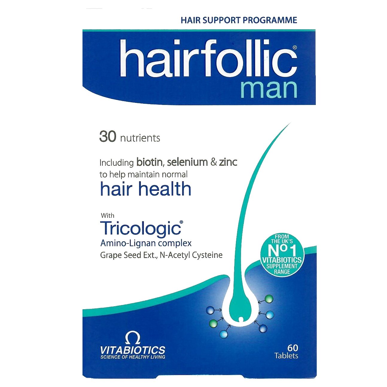 Vitabiotics Wellman Hairfollic Man Φροντίδα των Μαλλιών Ειδικά για Άνδρες 60tabs