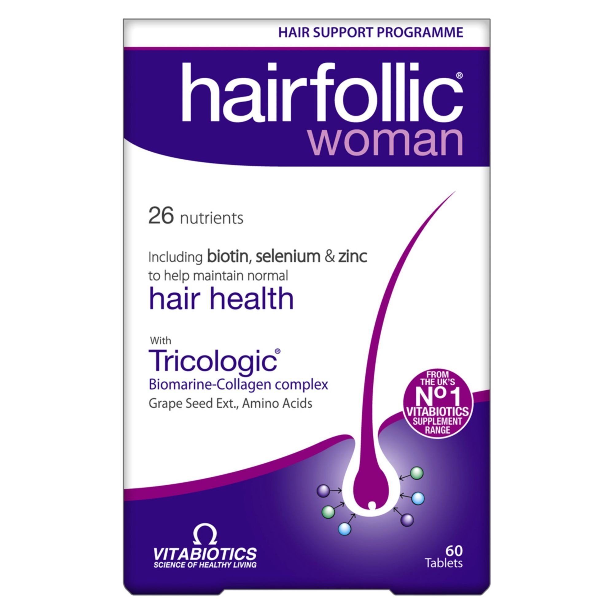 Vitabiotics Wellwoman Hairfolic Tricologic Συμπλήρωμα Διατροφής που Δρα Στην Υγεία του Τριχωτού της Κεφαλής 60tabs