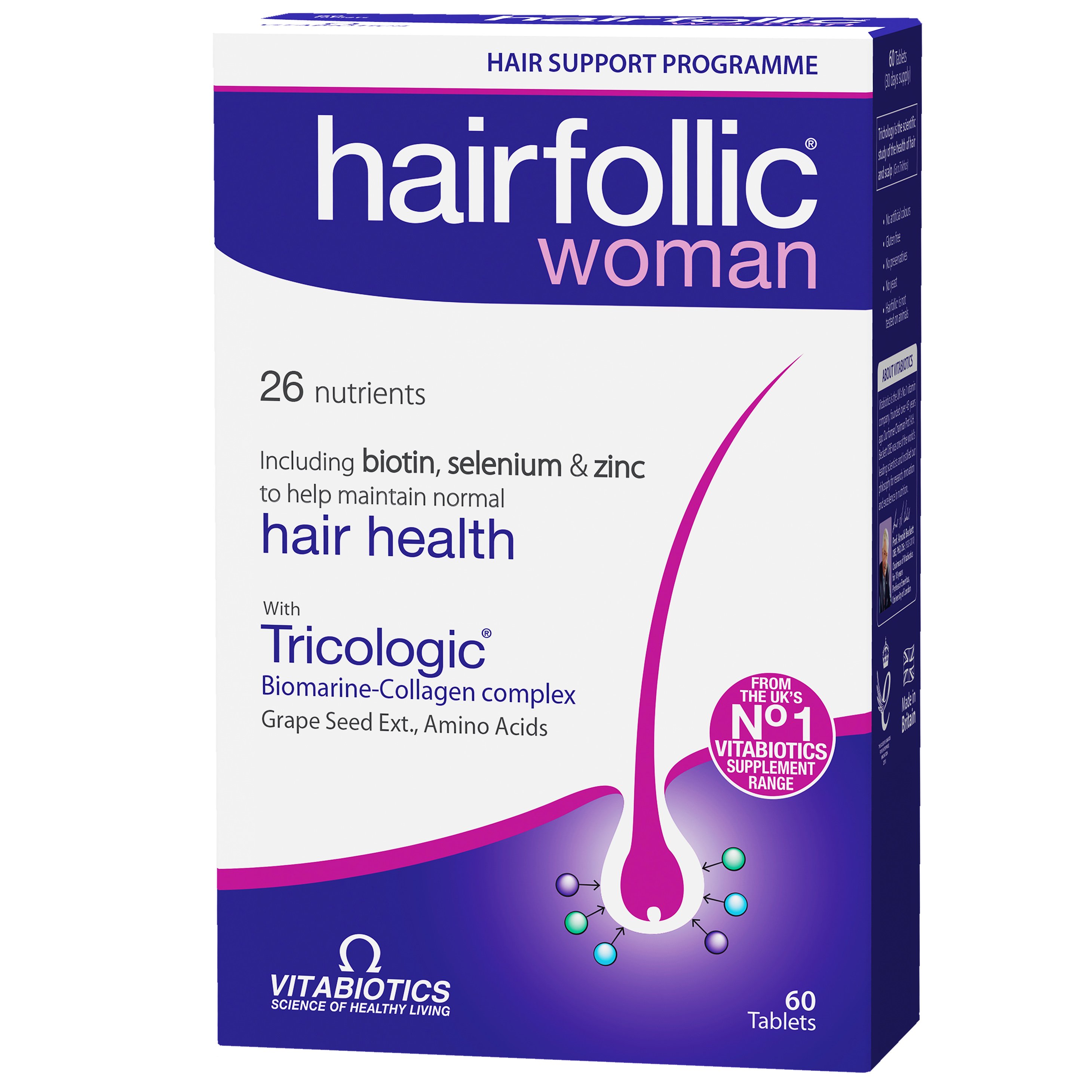 Vitabiotics Wellwoman Hairfolic Tricologic Γυναικείο Συμπλήρωμα Διατροφής Κατά της Τριχόπτωσης, για Πυκνά & Δυνατά Μαλλιά 60tabs