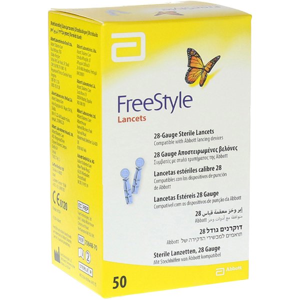 Abbott Abbot FreeStyle Lancets Αποστειρωμένοι Σκαρφιστήρες Συμβατοί με το Στυλό Τρυπήματος της Abbot 50 Τεμάχια
