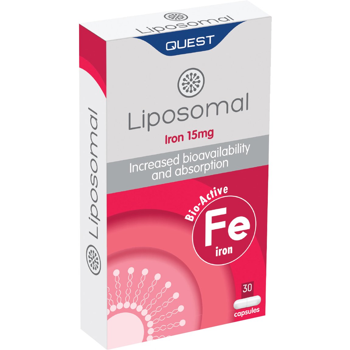 Quest Quest Liposomal Iron 15mg Συμπλήρωμα Διατροφής Σιδήρου Λιποσωμικής Μορφής Αυξημένης Απορρόφησης & Βιοδιαθεσιμότητας για την Αντιμετώπισης της Αναιμίας Κατά της Κούρασης & Κόπωσης 30caps