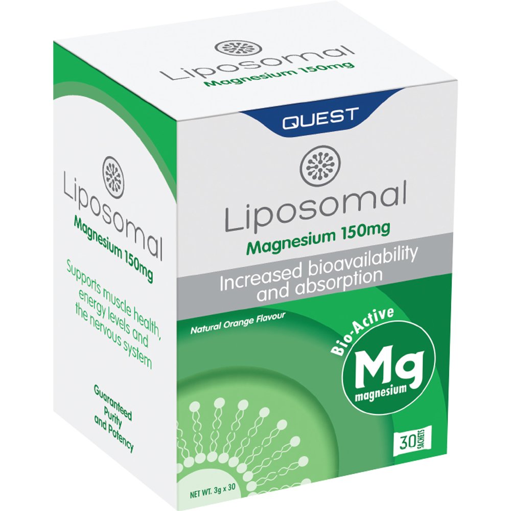 Quest Quest Liposomal Magnesium 150mg Συμπλήρωμα Διατροφής Μαγνησίου Λιποσωμικής Μορφής Αυξημένης Απορρόφησης & Βιοδιαθεσιμότητας για την Καλή Υγεία των Μυών, Πρόληψη Κραμπών & Δυσκαμψίας με Γεύση Πορτοκάλι 30 Sachets