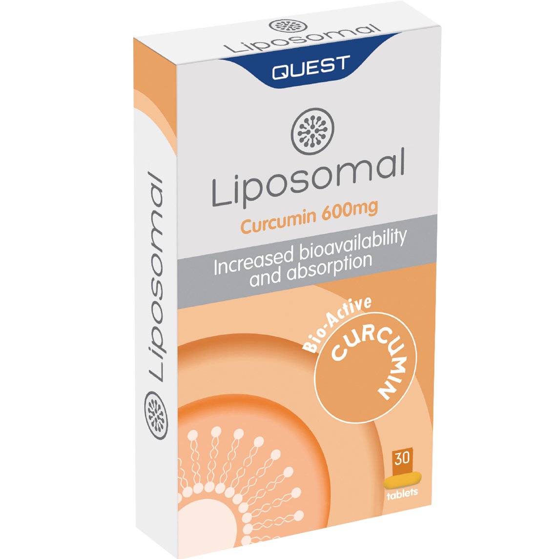 Quest Quest LiposomaI Curcumin 600mg Συμπλήρωμα Διατροφής Κουρκουμίνης Λιποσωμικής Μορφής Αυξημένης Απορρόφησης & Βιοδιαθεσιμότητας με Ισχυρές Αντιφλεγμονώδες & Αντιοξειδωτικές Ιδιότητες 30tabs