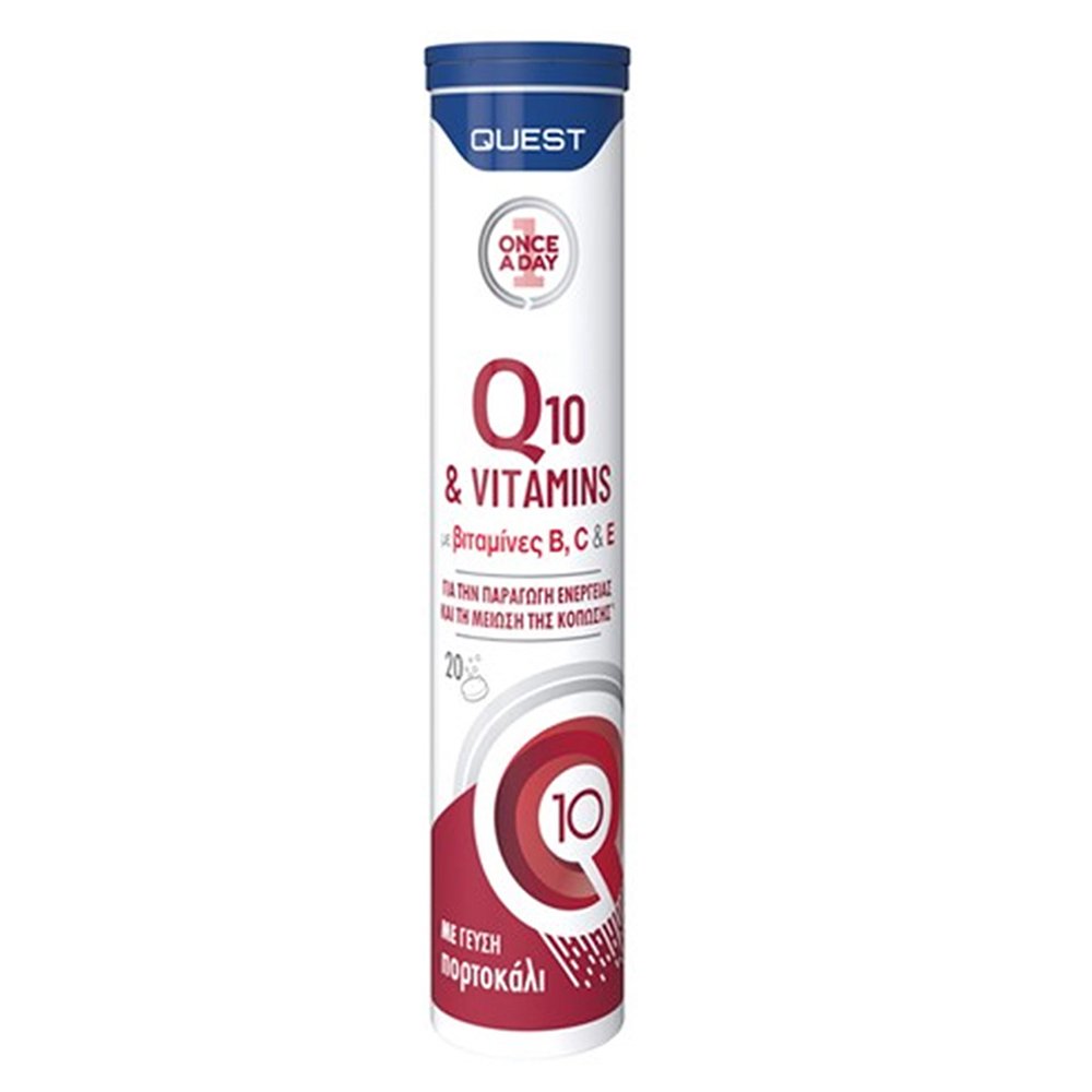 Quest Quest Q10 & Vitamins B, C & E Συμπλήρωμα Διατροφής με Q10 & Βιταμίνες B, C και E για Ενέργεια & Τόνωση με Υπέροχη Γεύση Πορτοκάλι 20 Effer.tabs