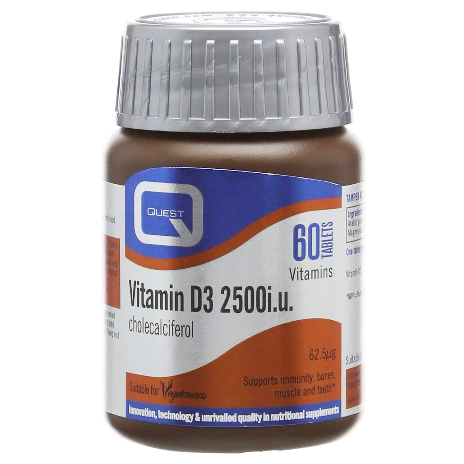 Quest Vitamin D3 2500iu Συμπλήρωμα Διατροφής με Βιταμίνη D για Υποστήριξη του Ανοσοποιητικού 60tabs