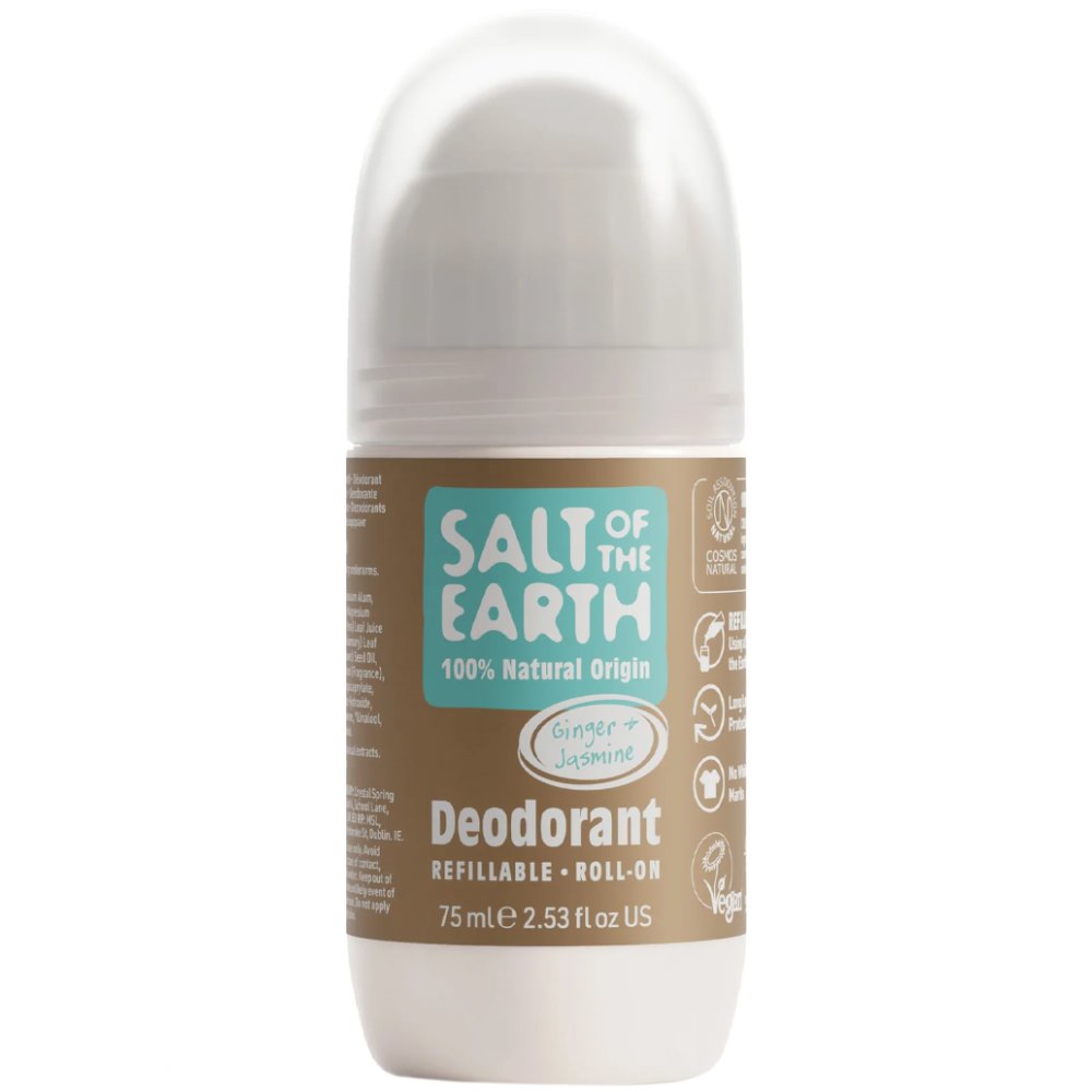 Salt of the Earth Natural Refillable Roll-On Deodorant Αποσμητικό Roll-On Φυσικής Προέλευσης με Άρωμα Τζίντζερ & Γιασεμί 75ml - Ginger & Jasmine