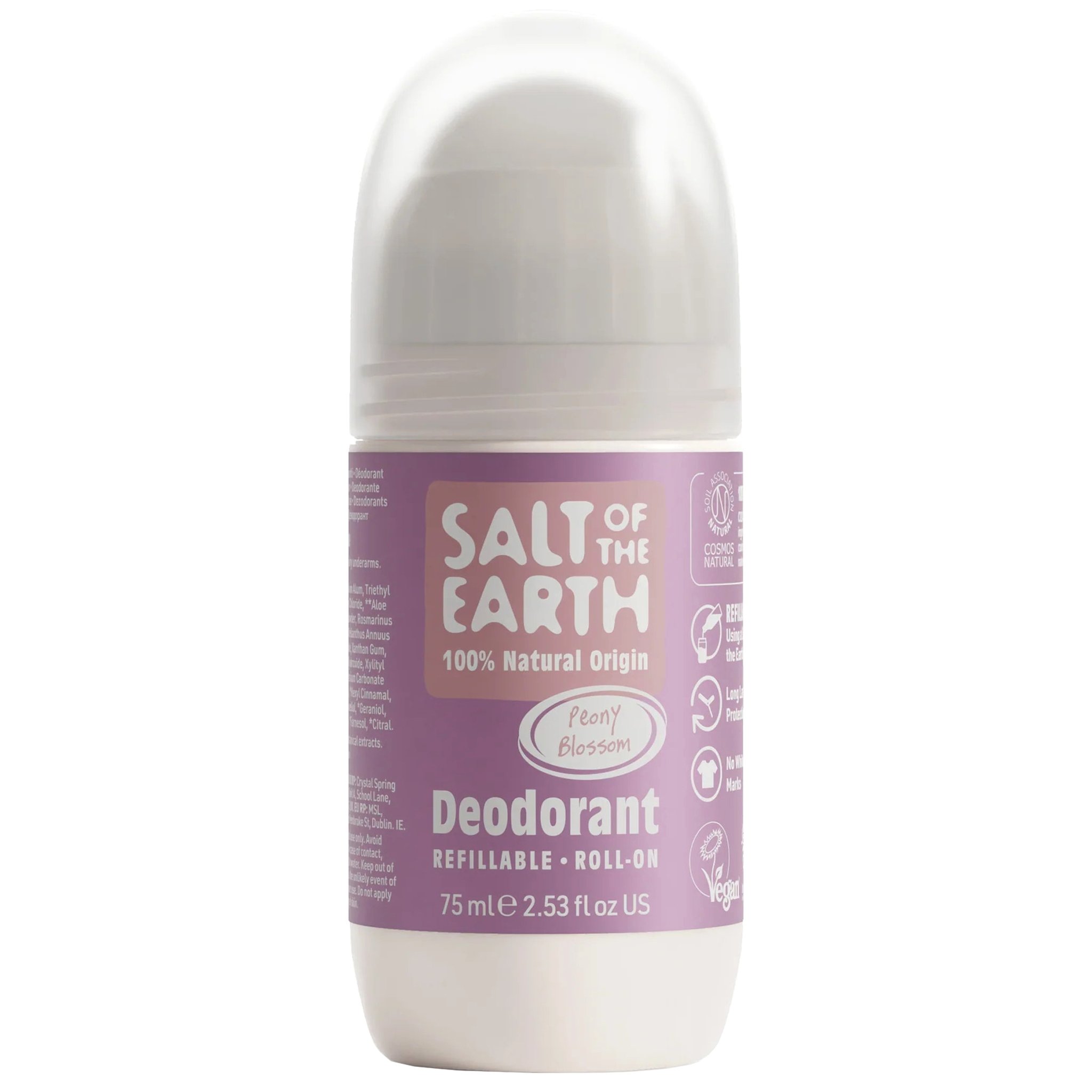 Salt of the Earth Salt of the Earth Natural Refillable Roll-On Deodorant Αποσμητικό Roll-On Φυσικής Προέλευσης με Άρωμα Ανθισμένης Παιώνιας 75ml - Peony Blossom