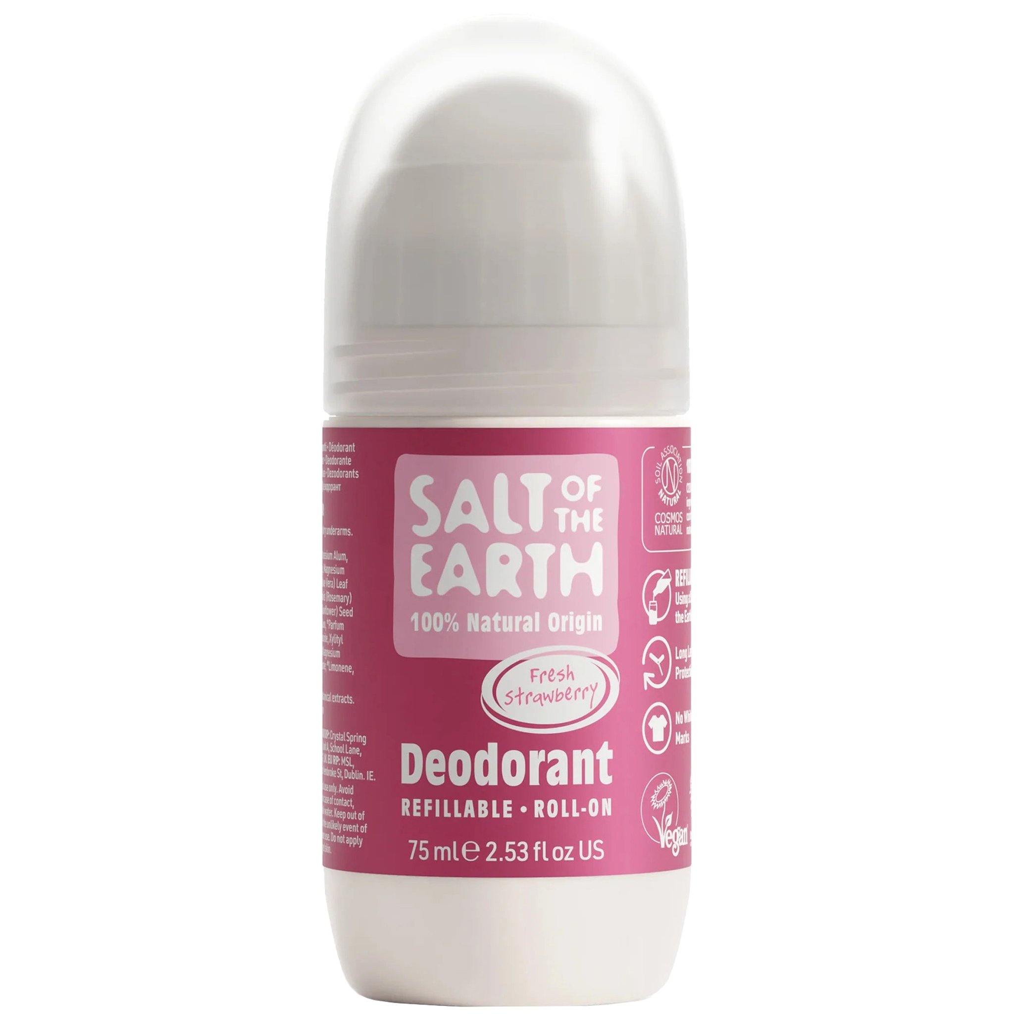 Salt of the Earth Salt of the Earth Natural Refillable Roll-On Deodorant Αποσμητικό Roll-On Φυσικής Προέλευσης με Άρωμα Φράουλα 75ml - Fresh Strawberry