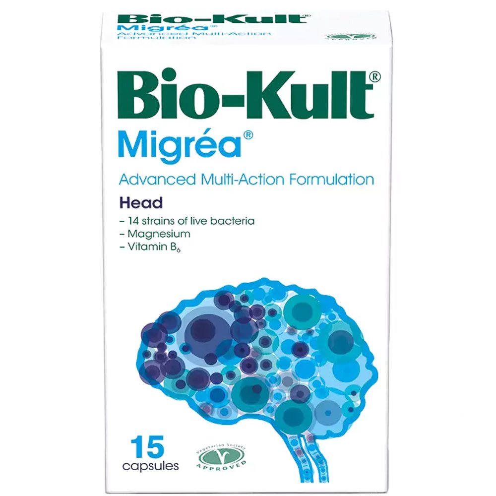 Bio-Kult Migrea Συμπλήρωμα Διατροφής για τη Φυσιολογική Λειτουργία του Νευρικού Συστήματος & του Εντέρου Κατά της Ημικρανίας & Πονοκεφάλου 15caps