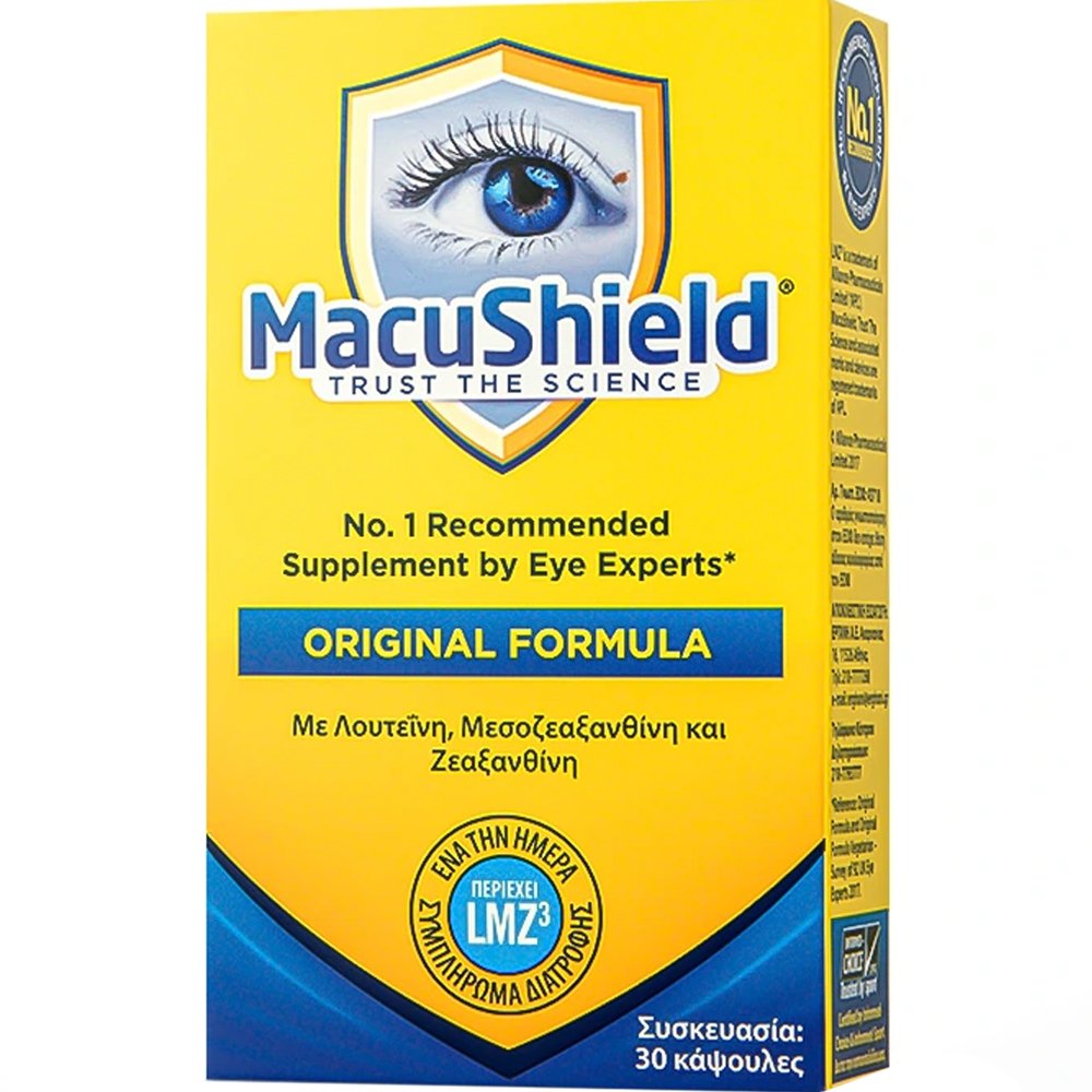Bulk MacuShield Original Plus Συμπλήρωμα Διατροφής Φόρμουλας 3 Καροτενοειδών & Βιταμίνης Β2 για την Καλή Υγεία των Ματιών, Κατά των Εκφυλιστικών Παθήσεων της Όρασης με Ισχυρή Αντιοξειδωτική Δράση 30caps