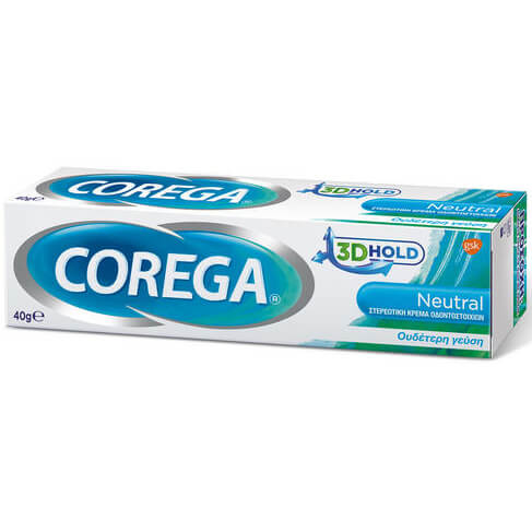 Corega 3D Hold Neutral Στερεωτική Κρέμα Οδοντοστοιχιών Συγκρατεί την Τεχνητή Οδοντοστοιχία με Ουδέτερη Γεύση 40gr