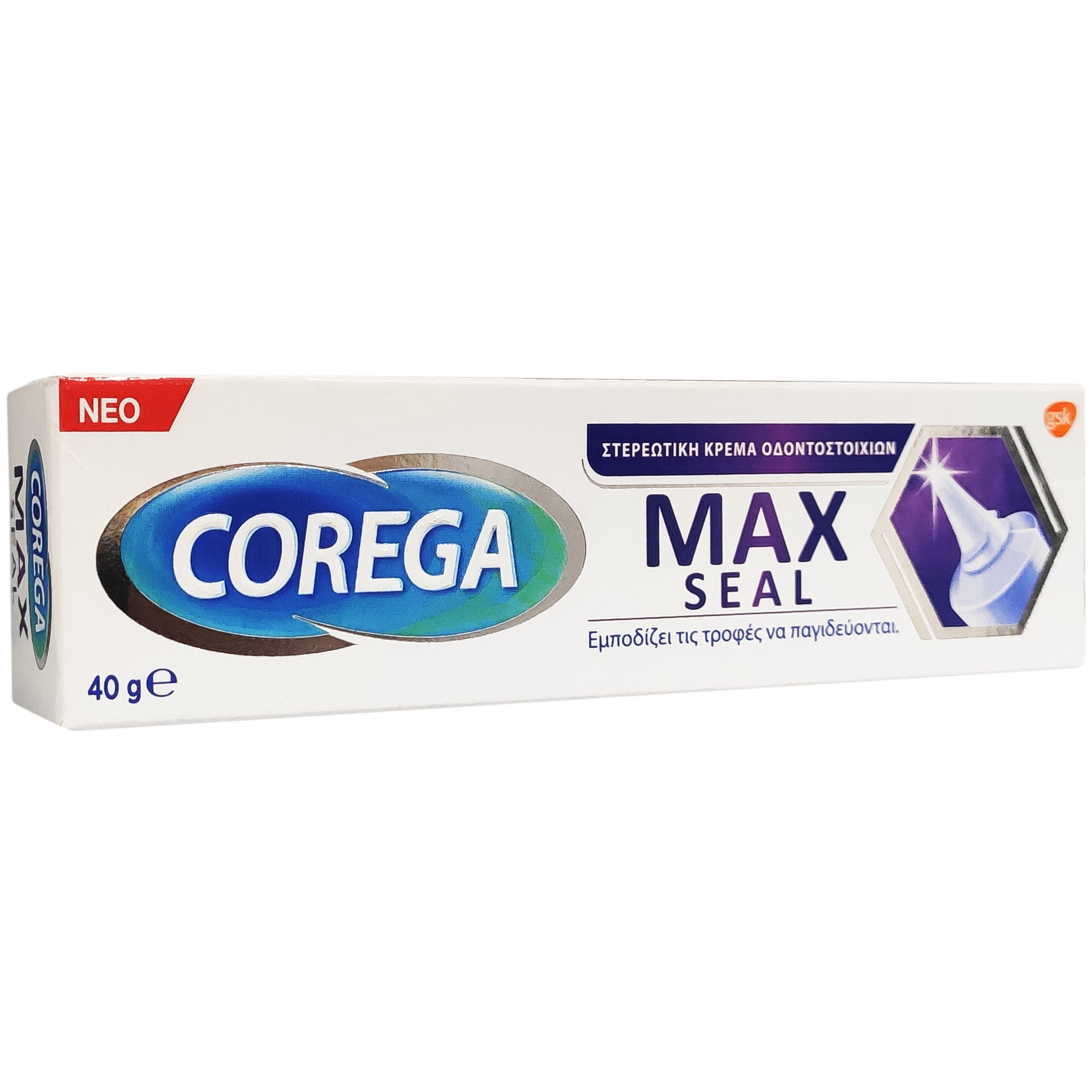 Corega Max Seal Στερεωτική Κρέμα για Οδοντοστοιχίες, Ισχυρή Συγκράτηση Όλη Μέρα 40gr