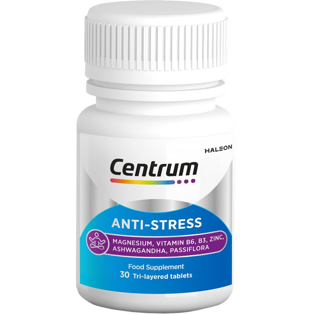 Centrum Anti-Stress Συμπλήρωμα Διατροφής Εκχυλίσματος Βοτάνων, Βιταμινών & Μετάλλων για Αποτελεσματική Αντιμετώπιση του Στρες 30tabs