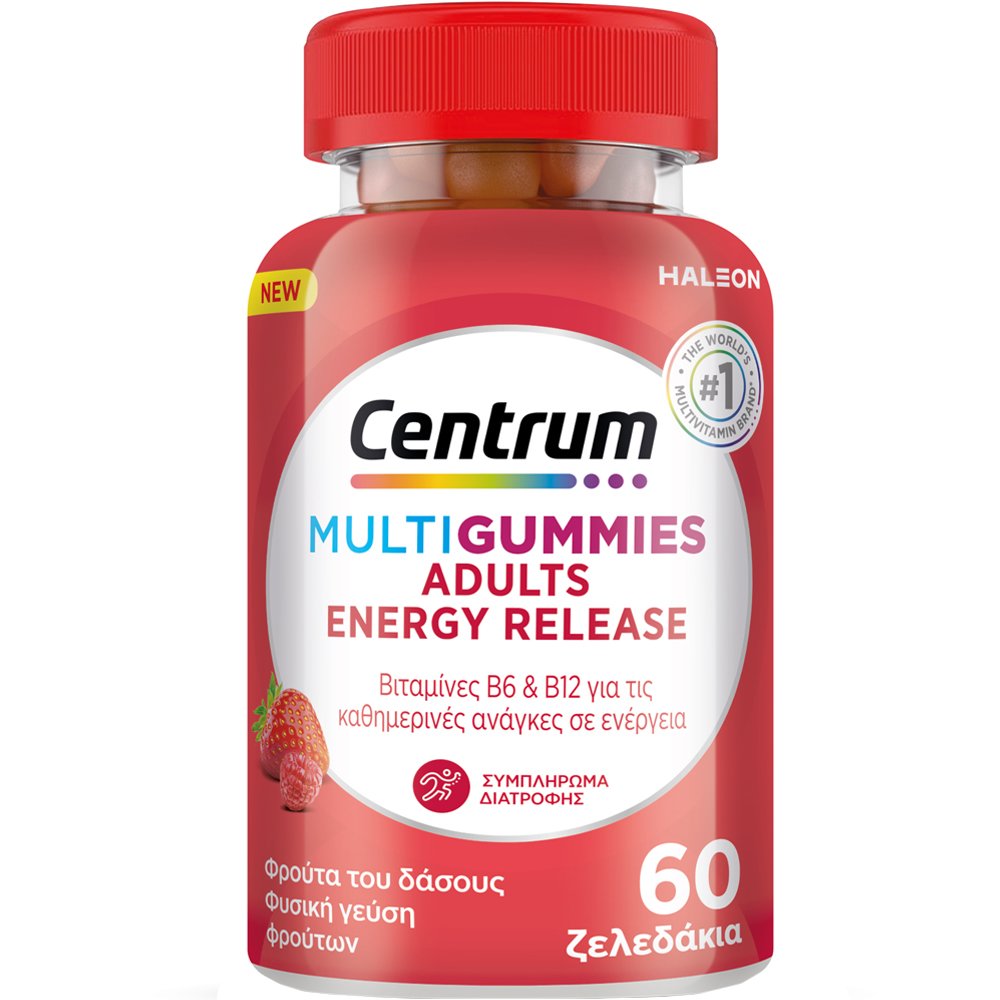 Centrum Centrum Adults MultiGummies Energy Release Συμπλήρωμα Διατροφής Βιταμινών για Ενήλικες που Βοηθούν στην Απελευθέρωση Ενέργειας για Καθημερινή Υποστήριξη με Γεύση Φρούτα του Δάσους 60 Ζελεδάκια
