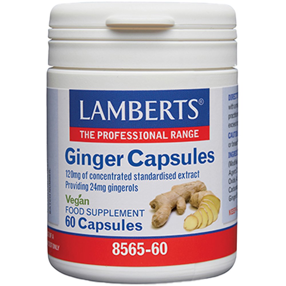 Lamberts Lamberts Ginger Capsules Συμπλήρωμα Διατροφής Εκχυλίσματος Πιπερόριζας για Αντιμετώπιση Διαταραχών της Πέψης 120mg, 60caps