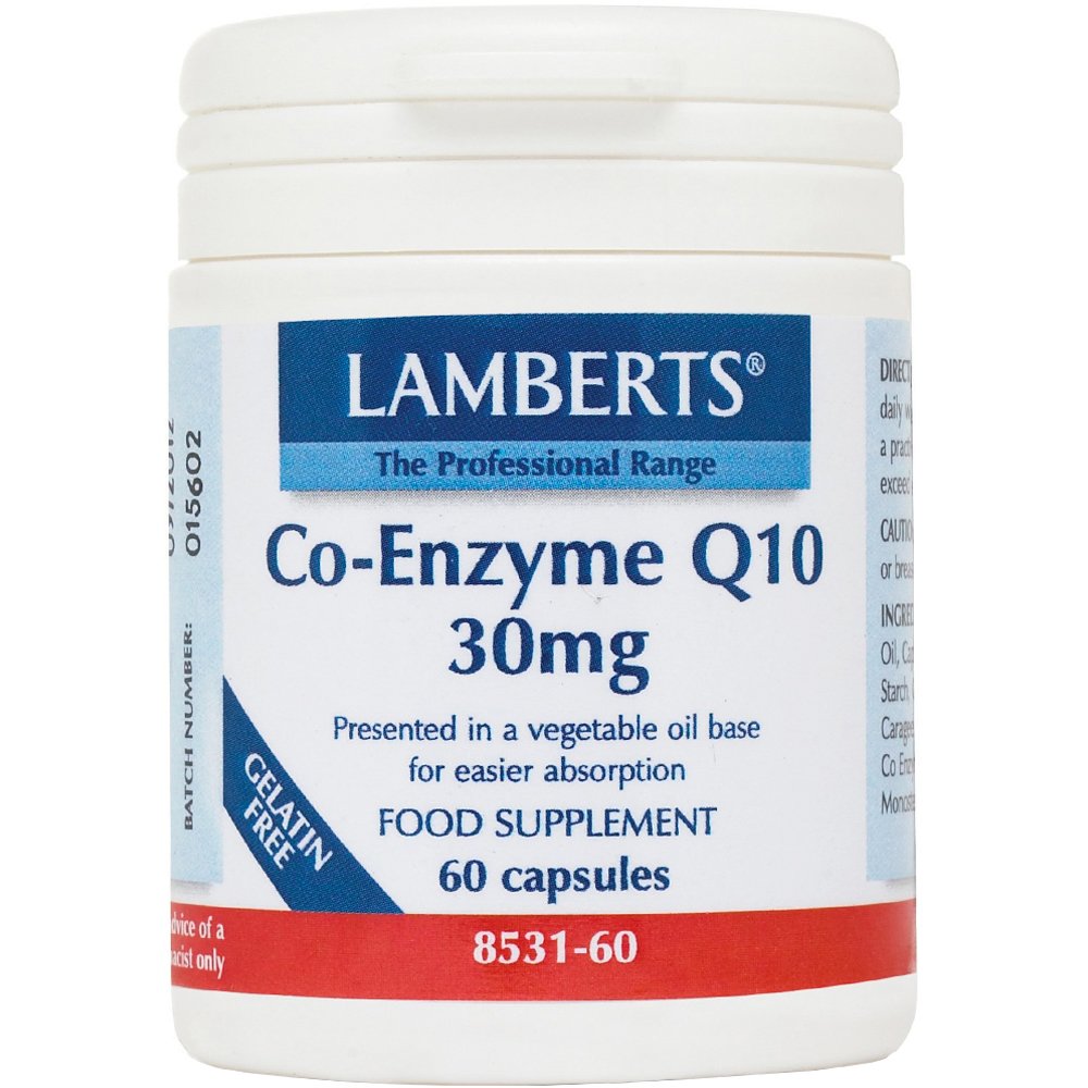 Lamberts Co-Enzyme Q10 Συμπλήρωμα Διατροφής για την Ενίσχυση Παραγωγής Ενέργειας σε Κυτταρικό Επίπεδο με Αντιοξειδωτικές Ιδιότητες 30mg, 60caps