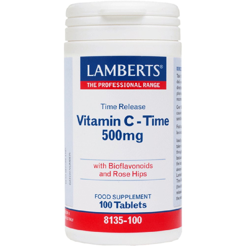 Lamberts Vitamin C Time Release Συμπλήρωμα Διατροφής Βιταμίνης C Ελεγχόμενης Αποδέσμευσης για τη Σωστή Λειτουργία του Ανοσοποιητικού Συστήματος 500mg, 100tabs