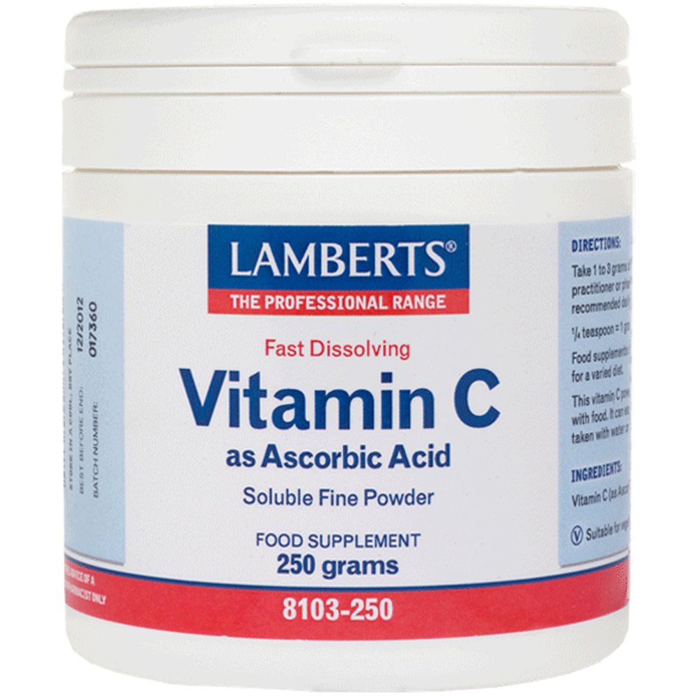 Lamberts Lamberts Vitamin C as Ascorbic Acid Συμπλήρωμα Διατροφής Βιταμίνης C για Γρηγορότερη Απορρόφηση & Ενίσχυση Ανοσοποιητικού σε Σκόνη 250g