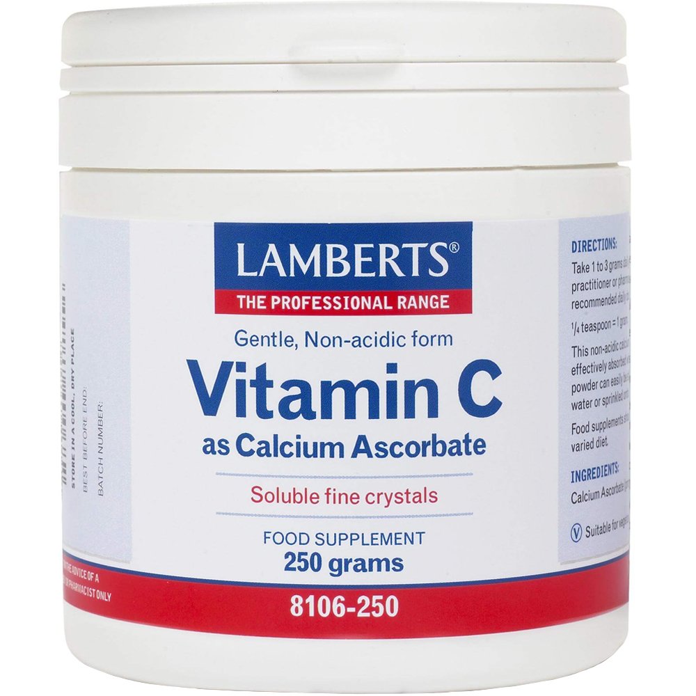 Lamberts Lamberts Vitamin C as Calcium Ascorbate Συμπλήρωμα Διατροφής Βιταμίνης C για Ενίσχυση Ανοσοποιητικού σε Σκόνη Κατάλληλο για Άτομα με Γαστρεντερικές Διαταραχές 897mg, 250g