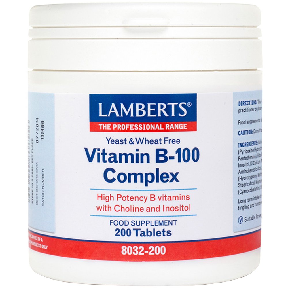 Lamberts B-100 Complex Συμπλήρωμα Διατροφής για Υγιές Νευρικό, Ανοσοποιητικό & Ενίσχυση του Μεταβολισμού 200tabs