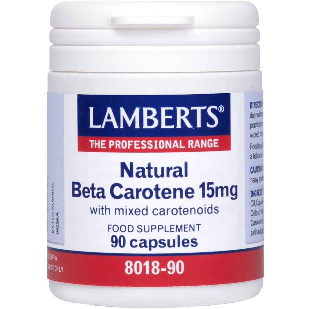 Lamberts Lamberts Natural Beta Carotene Συμπλήρωμα Διατροφής με Β Καροτένιο για την Αντιμετώπιση Εκφυλιστικών Παθήσεων της Όρασης με Αντιοξειδωτικές Ιδιότητες 15mg, 90caps