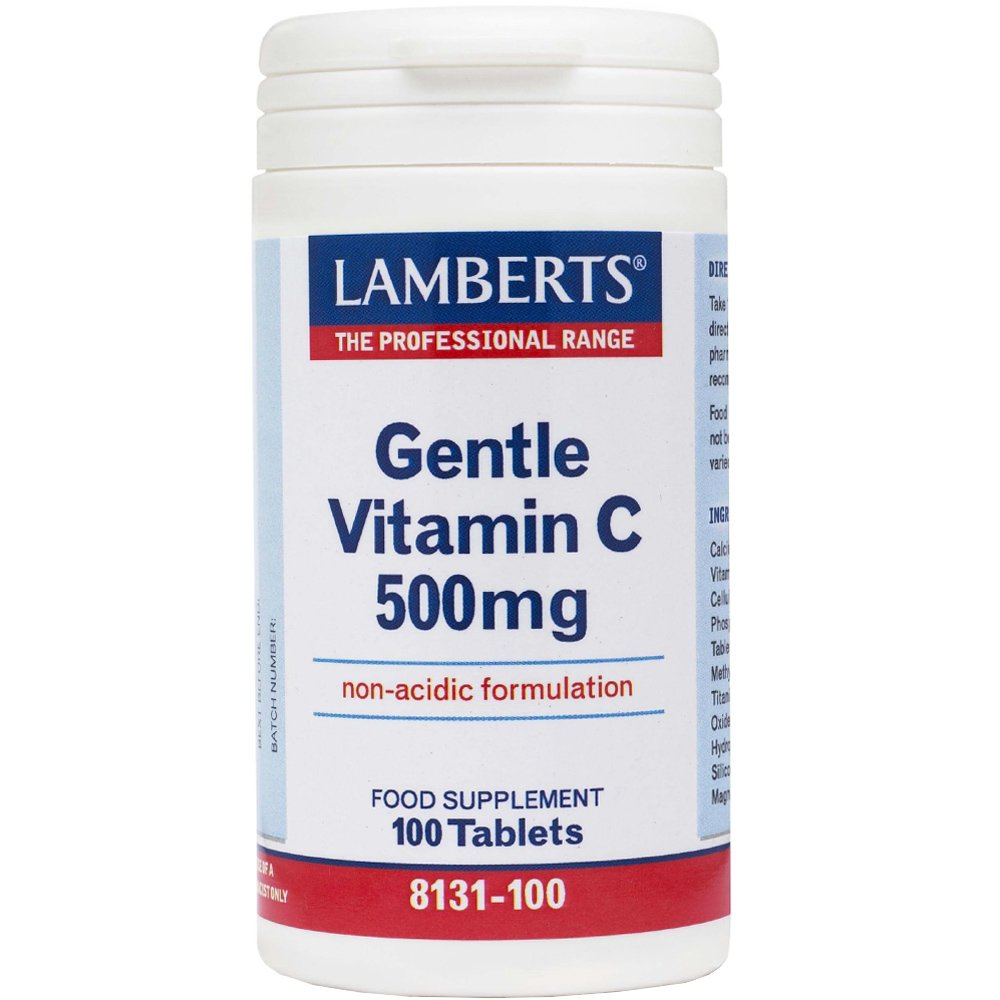 Lamberts Gentle Vitamin C Συμπλήρωμα Διατροφής Βιταμίνης C μη Όξινο Κατάλληλο για Άτομα με Γαστρεντερικές Διαταραχές για Τόνωση του Ανοσοποιητικού 500mg, 100tabs