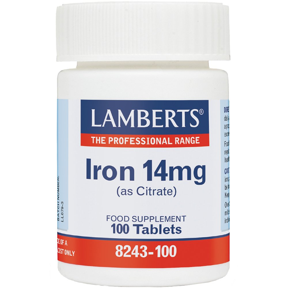 Lamberts Iron Συμπλήρωμα Διατροφής Σιδήρου σε Κιτρική Μορφή Κατάλληλο για Άτομα με Γαστρεντερικές Διαταραχές Άμεσης Απορρόφησης 100tabs