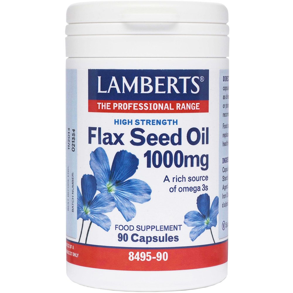 Lamberts Flax Seed Oil Συμπλήρωμα Διατροφής με Έλαιο Λιναρόσπορου Πλούσιο σε Ωμέγα 3 για την Καλή Υγεία του Καρδιαγγειακού Συστήματος 1000mg, 90caps