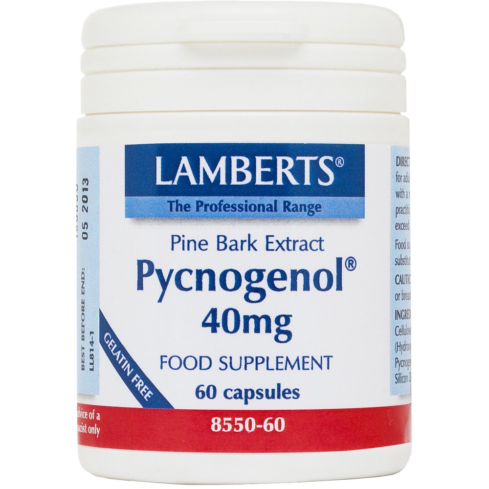 Lamberts Pycnogenol Συμπλήρωμα Διατροφής με Εκχύλισμα Πεύκου Maritime με Αντιοξειδωτικές & Αντιφλεγμονώδεις Ιδιότητες 40mg, 60caps