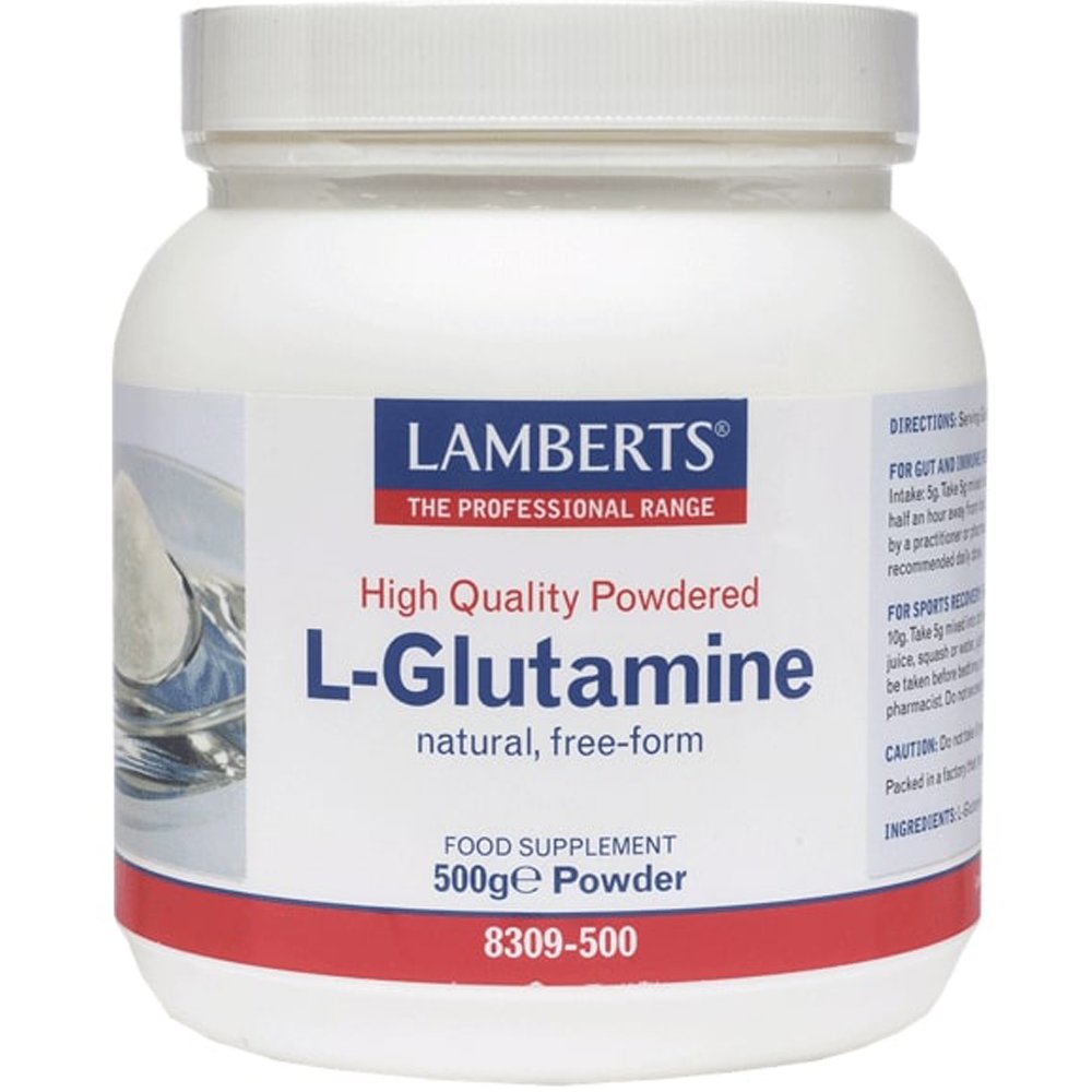 Lamberts L-Glutamine Free Form Powder Συμπλήρωμα Διατροφής σε Μορφή Σκόνης για την Καλή Λειτουργία του Εντέρου & την Αποκατάσταση των Μυών μετά την Άσκηση 500gr