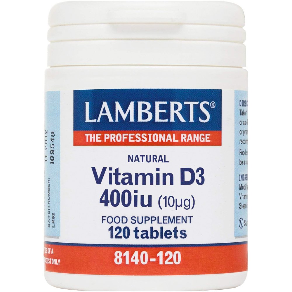 Lamberts Vitamin D3 Συμπλήρωμα Διατροφής με Βιταμίνη D3 για την Καλή Λειτουργία των Οστών & Ανοσοποιητικού 400iu, 120tabs