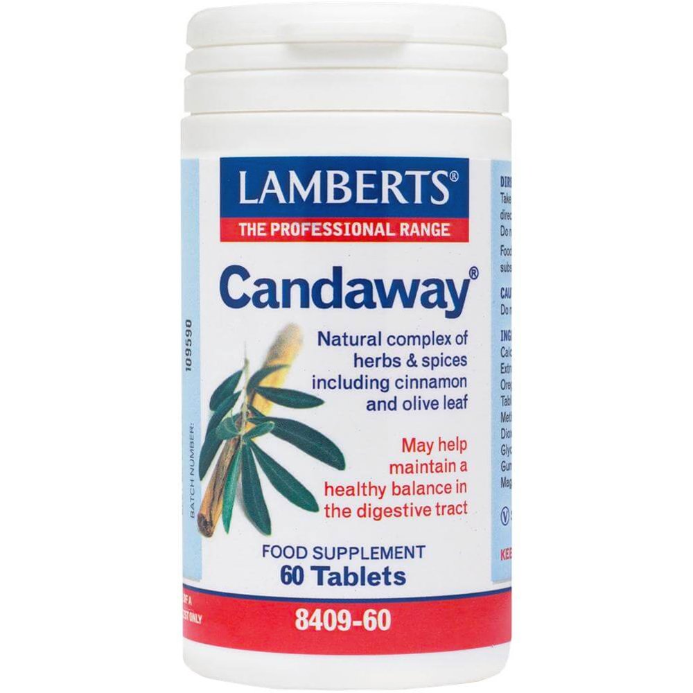 Lamberts Candaway Συμπλήρωμα Διατροφής Συμπλέγματος Βοτάνων & Μπαχαρικών Φυτικής Προέλευσης για τον Έλεγχο του Μικροβιώματος του Πεπτικού 60tabs