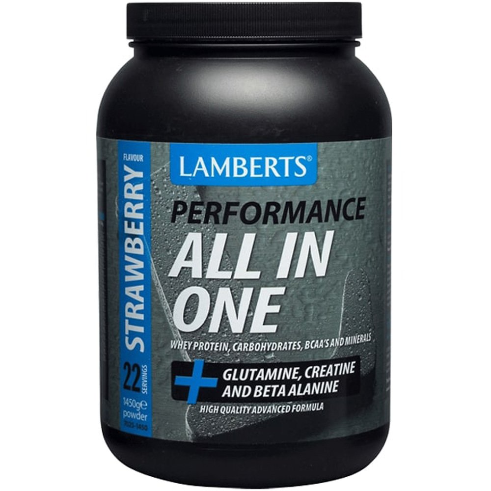 Lamberts Performance All In One Strawberry Συμπλήρωμα Διατροφής Πρωτεΐνης Ορού Γάλακτος σε Σκόνη για Χτίσιμο & Διατήρηση Μυϊκής Μάζας με Γεύση Φράουλα 1450gr