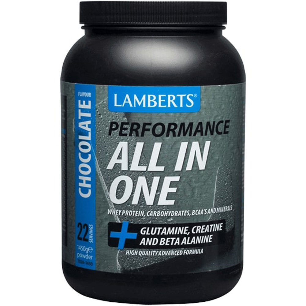 Lamberts Performance All In One 1450gr – Chocolate,Συμπλήρωμα Διατροφής Πρωτεΐνης Ορού Γάλακτος σε Σκόνη για Χτίσιμο & Διατήρηση Μυϊκής Μάζας με Γεύση Σοκολάτα