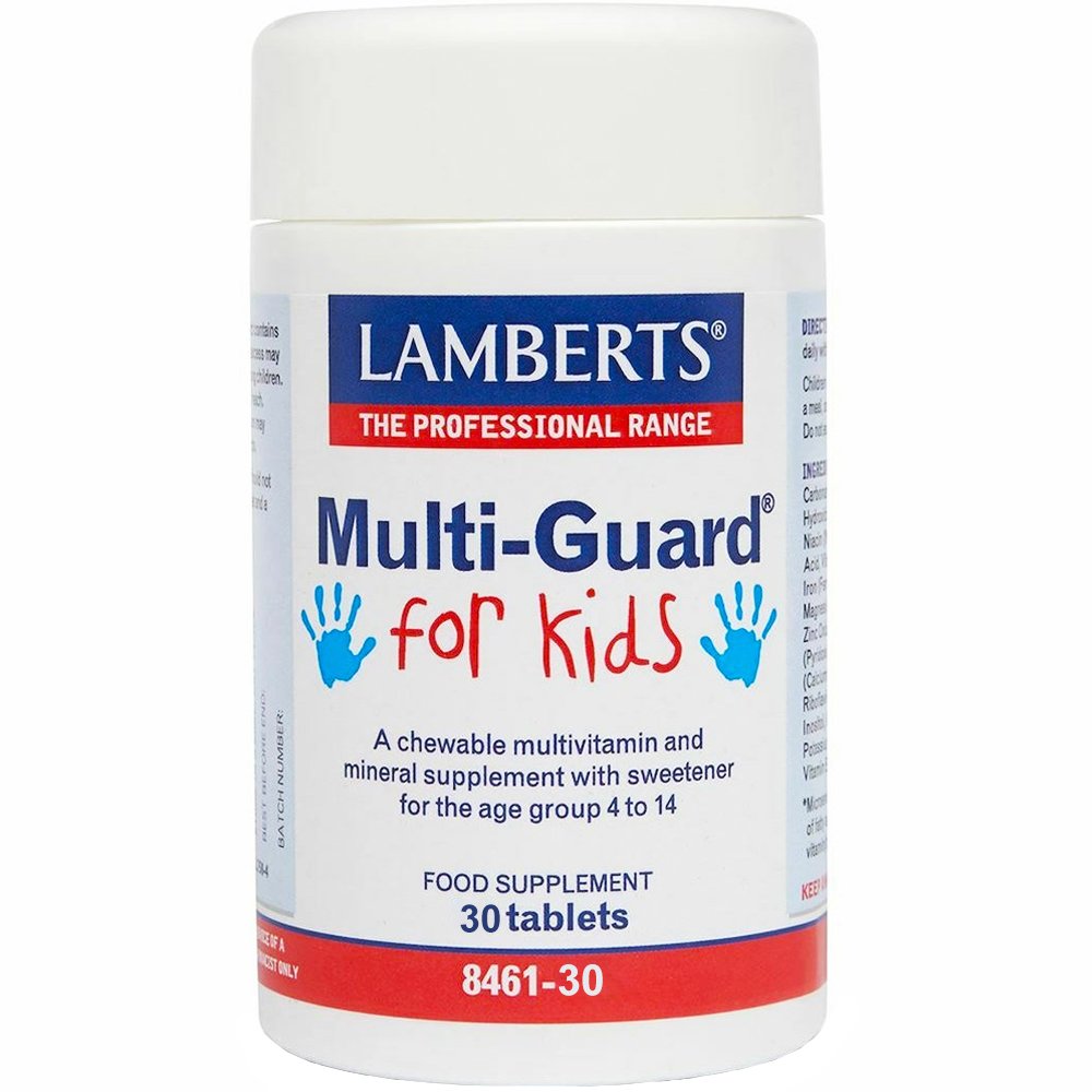 Lamberts Multi-Guard For Kids Συμπλήρωμα Διατροφής με Συνδυασμό Βιταμινών, Μετάλλων & Ιχνοστοιχείων για Σωστή Ανάπτυξη, Ενέργεια & Ανοσοποιητικό για Παιδιά από 4-14 Ετών 30chew.tabs