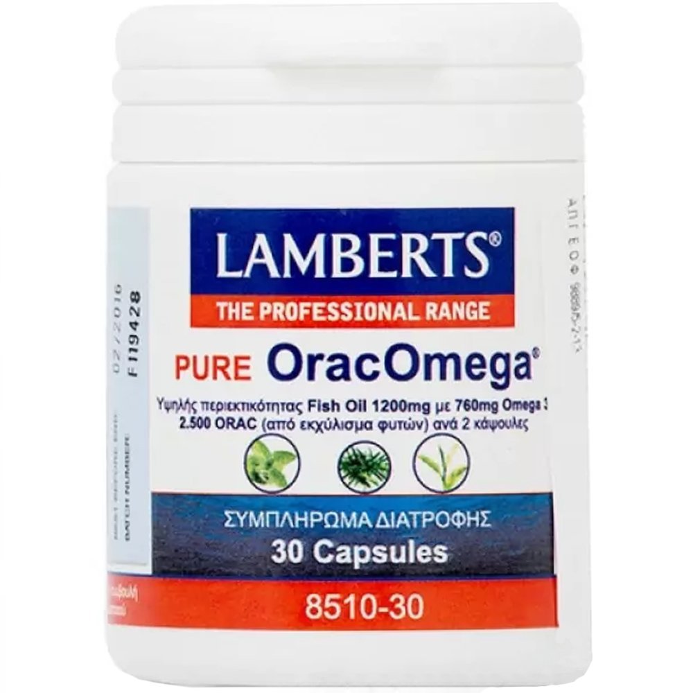 Lamberts Pure OracOmega Συμπλήρωμα Διατροφής Ω3 Λιπαρών Οξέων για την Ενίσχυση της Λειτουργίας της Καρδιάς και της Όρασης με Αντιοξειδωτικούς Παράγοντες 30caps