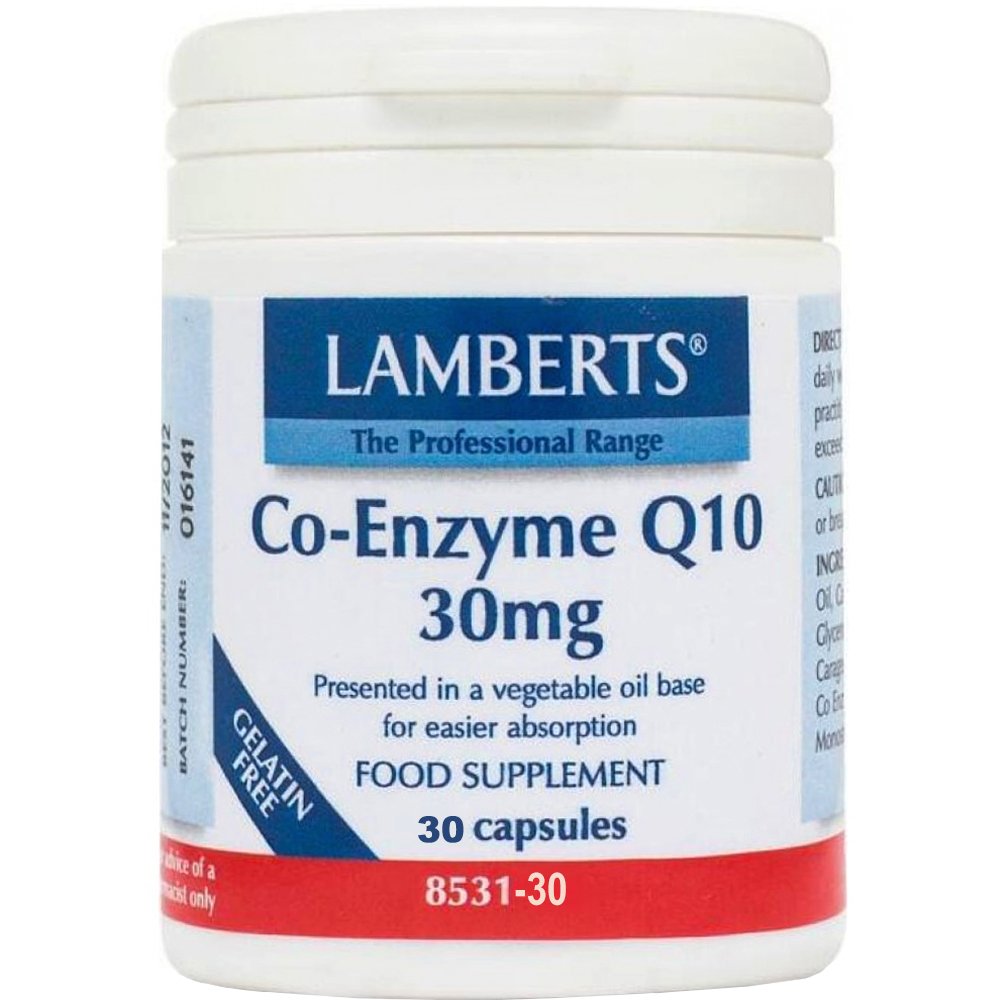 Lamberts Co-Enzyme Q10 Συμπλήρωμα Διατροφής για την Ενίσχυση Παραγωγής Ενέργειας σε Κυτταρικό Επίπεδο με Αντιοξειδωτικές Ιδιότητες 30mg, 30caps