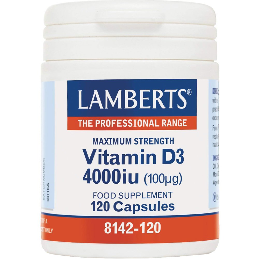 Lamberts Vitamin D3 Συμπλήρωμα Διατροφής με Βιταμίνη D3 για την Καλή Λειτουργία των Οστών & Ανοσοποιητικού 4000iu, 120caps