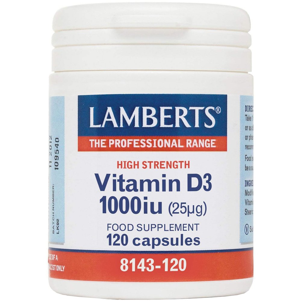 Lamberts Vitamin D3 Συμπλήρωμα Διατροφής με Βιταμίνη D3 για την Καλή Λειτουργία των Οστών & Ανοσοποιητικού 1000iu, 120caps