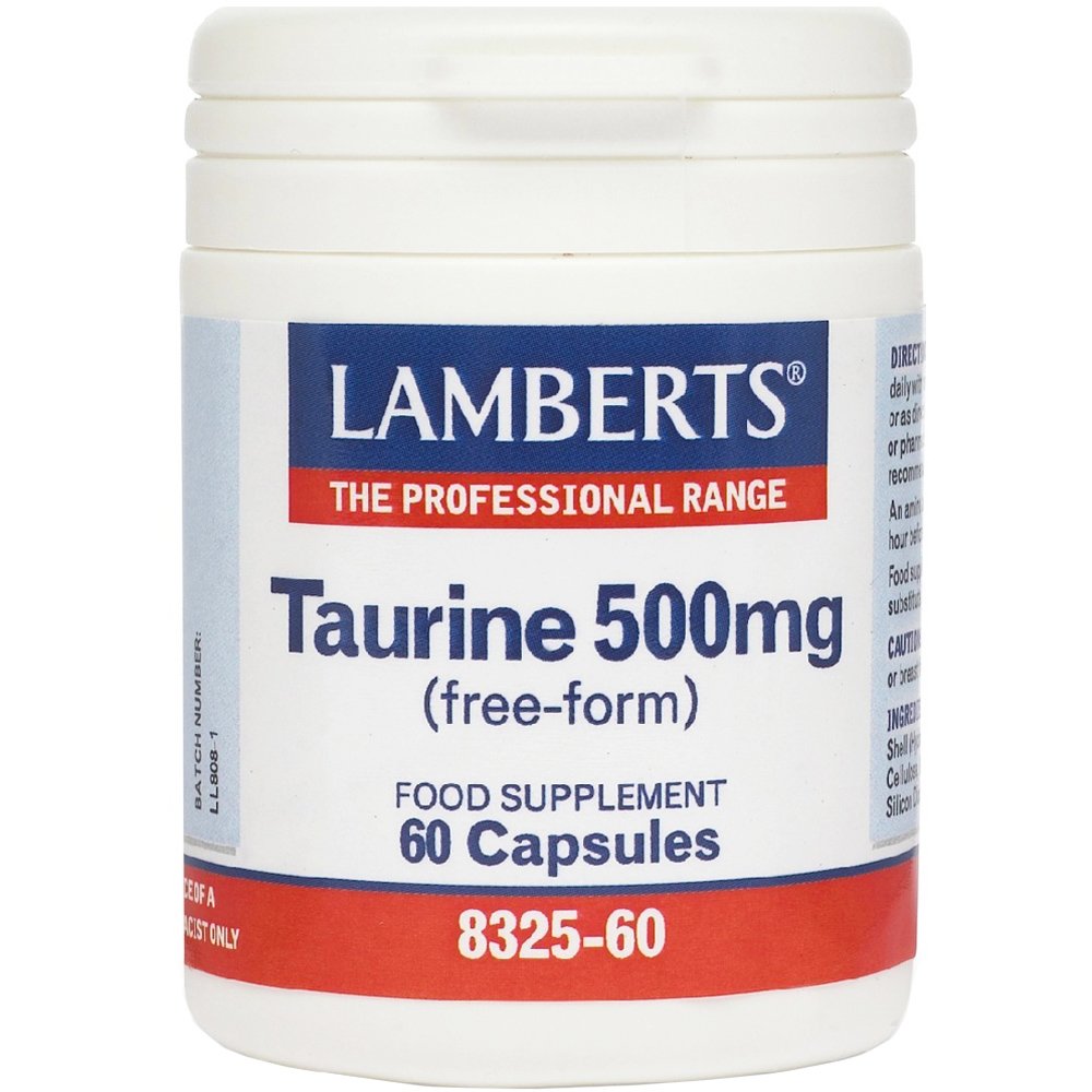 Lamberts Taurine Συμπλήρωμα Διατροφής Ταυρίνης για τη Φυσιολογική Λειτουργία του Εγκεφάλου, Πνευματική Ενίσχυση & Ενέργεια με Αντιοξειδωτικές Ιδιότητες 500mg, 60caps
