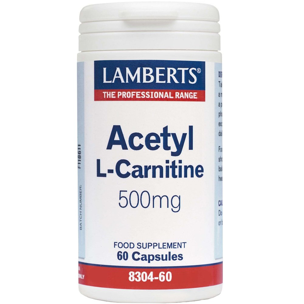 Lamberts Lamberts Acetyl L-Carnitine Συμπλήρωμα Διατροφής L-Καρνιτίνης σε Ακετυλιωμένη Μορφή Άμεσης Απορρόφησης για Μυϊκή Αποκατάσταση μετά από Έντονη Άσκηση 500mg, 60caps
