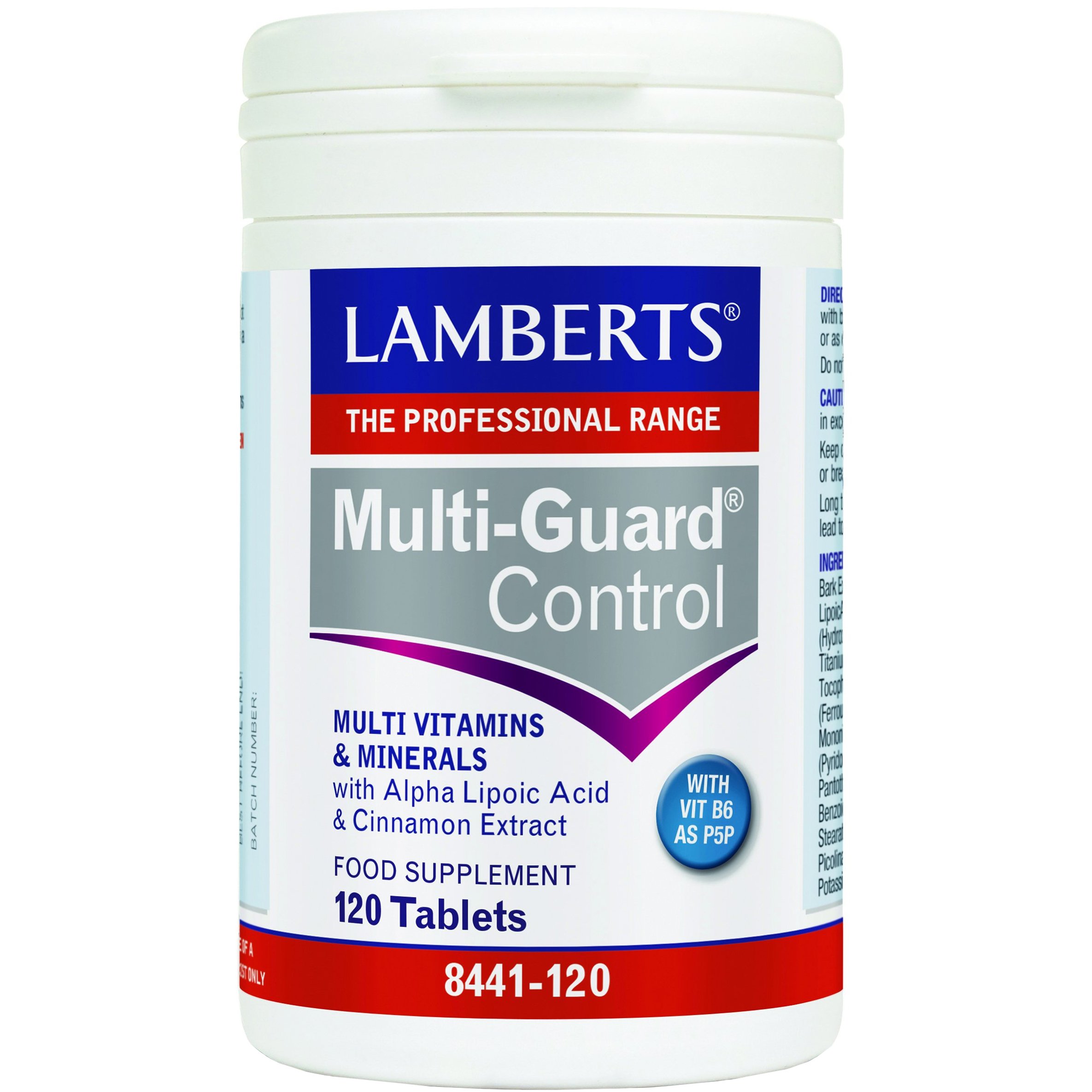 Lamberts Multi-Guard Control Συμπλήρωμα Διατροφής Πολυβιταμινών με Εκχύλισμα Κανέλας για τον Έλεγχο των Μεταβολικών Ρυθμών Παραγωγής Ενέργειας Μετά τα Γεύματα & Ρύθμιση των Επιπέδων Γλυκόζης στο Αίμα 120tabs