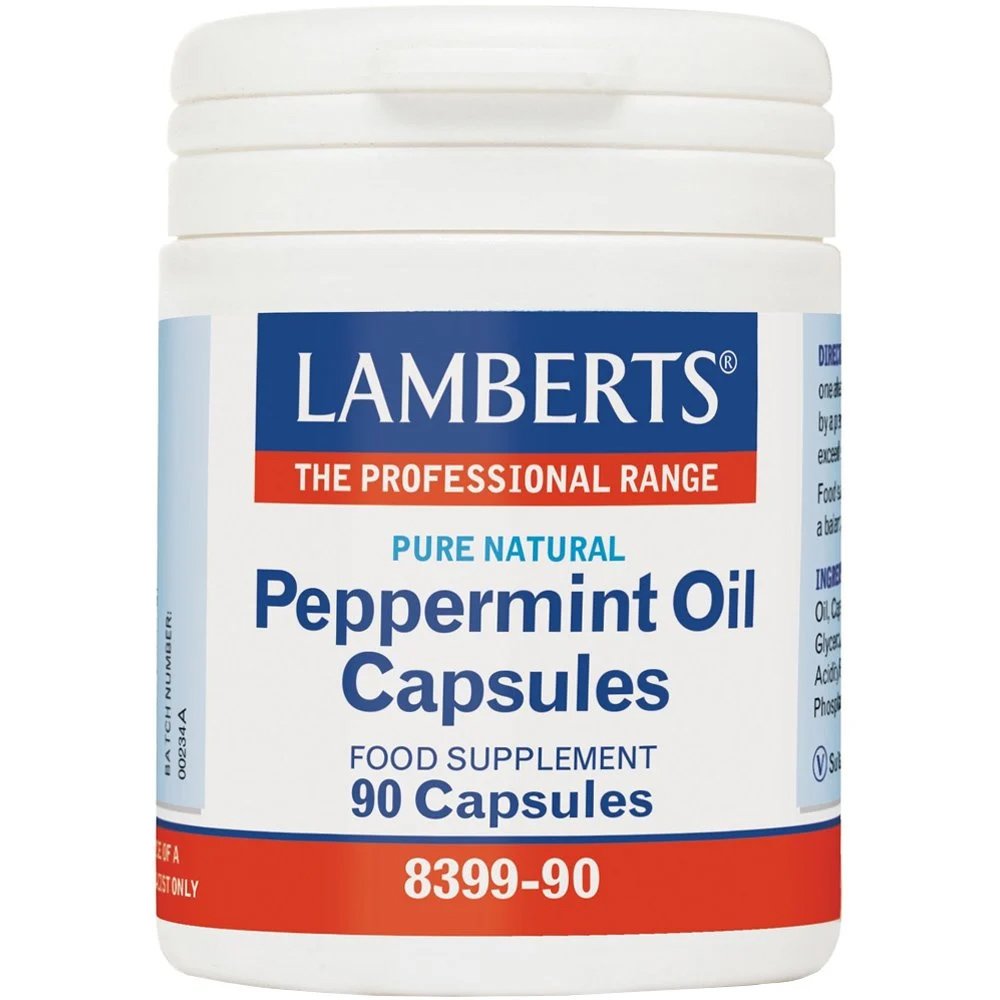 Lamberts Peppermint Oil Συμπλήρωμα Διατροφής Εκχυλίσματος Μέντας Ιδανικό για την Ενίσχυση της Λειτουργίας του Γαστρεντερικού Συστήματος 100mg, 90caps