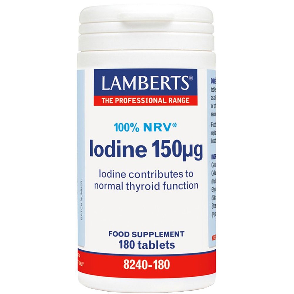 Lamberts Lamberts Iodine 100% NRV Συμπλήρωμα Διατροφής Ιωδίου για την Ομαλή Λειτουργία του Θυρεοειδή Αδένα & Ορμονική Ισορροπία 150μg, 180tabs